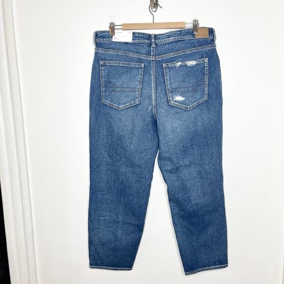 American Eagle Mom Straight Jeans Womens Size 20 Distressed High Rise Stretch - Picture 6 of 9
